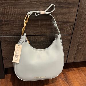 French Connection Moritz NWT Powder Blue Hobo Bag with gold hardware.